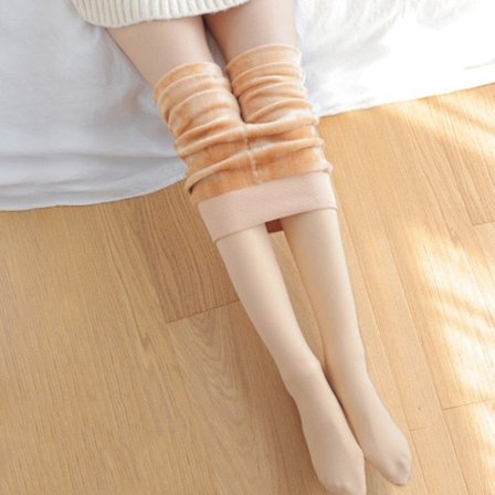 ATHVOTAR Varma Vintertights Dam Elastiska Smala Fleece Tights Sammet Tjocka Tights Hög Midja Sexiga Kroppsstrumpor Kvinnor Skin Full foot-FA11-