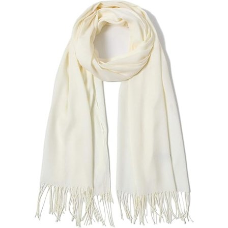 Ekstra Langt Vintertørklæde til Kvinder 200x60cm Blødt Varmt Sjal Mælkehvid