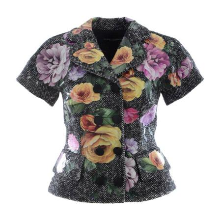 Dolce & Gabbana Flowers Jakke Short Sleeves Sort, Dame