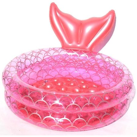 Vaaleanpunainen merenneito uima-allas, läpinäkyvä lastenallas pehmeällä puhallettavalla pohjalla lapsille, ympäristöystävällinen materiaali sisä- ja