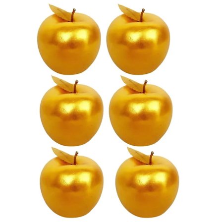 {PL}6 stk. kunstige epler, realistiske, for dekorasjon Golden 8X7CM