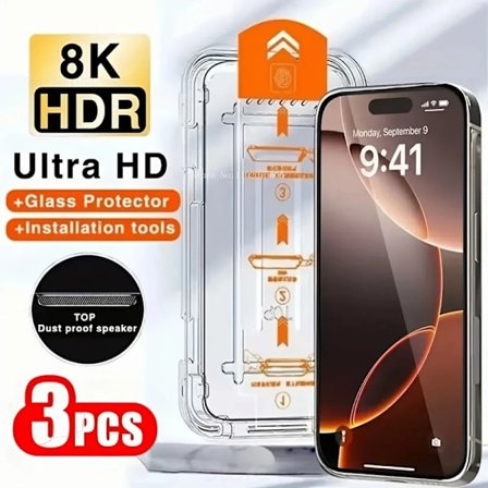 [LCS] 3-pack Ultra HD Skärmskydd kompatibelt med iPhone 17 16 15 Pro Max 14 15 Plus 14 13 12 11 Pro 16e XR XS Max Dammtålig Installation Glas iPhone 