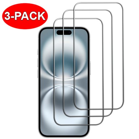 3-Pack - iPhone 16 Skärmskydd i Härdat Glas