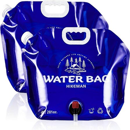 Camping Vannbeholder Bag - 8L Sammenleggbar Vannlagringsbeholder med Kran, 2 stk. Drikkevannsbeholder for Utendørs Camping Piknik BBQ Vandring