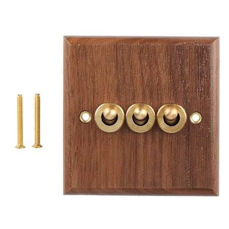 Retro Amerikansk Industrielt Stil Lyskontakt Stikkontakt, Massivt Træ Messing Vippekontakt Plade, Antik