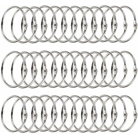 Bokringer, binderinger, 100 stk metall nøkkelringringer med leddede ringer for album utklippsbøker av metall dusj (25mm)