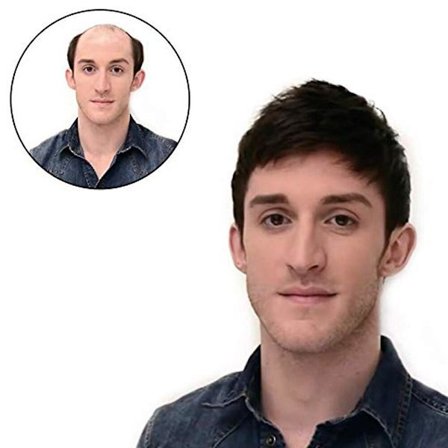 Hårtopp for menn - Parykk - Toupee - Klips - Hårstykke