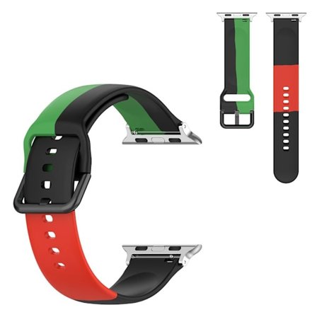 Apple Watch Series 6 / 5 44mm three color silicone watch band - Black / Green / Red