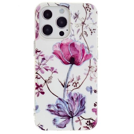 Marble iPhone 15 Pro Etui - Electroplated Lotus