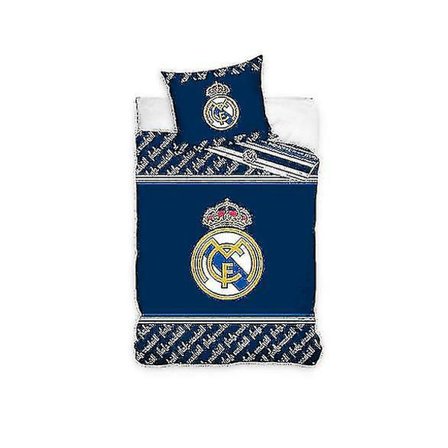 Real Madrid Club Crest 100% bomullsingel täcke och örngott set
