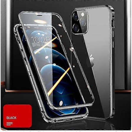 Magnetiskt Skal Kompatibelt Med Iphone 13/13 Pro/13 Pro Max, HD Dubbelsidigt Härdat Glas Aluminiumlegering Stötfångarskydd