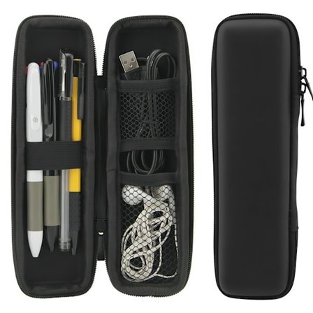 Lille penalhus, hårdt etui vandtæt EVA penalhus, organizer makeup taske til drenge piger papirvarer & kontorartikler, sort