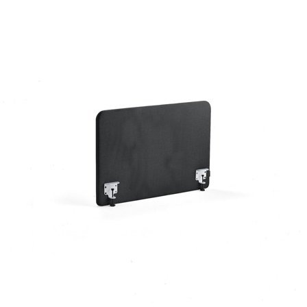 Bordskærm ZONE, inkl. hvide beslag, 1000X650x36 mm, stof Hush, mørkegrå