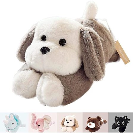 16" | 3 pund gråvit vit hund viktade plyschdjur - söt viktad plyschleksak komfort stor viktad kastkudde presenter till barn vuxna (grå hund