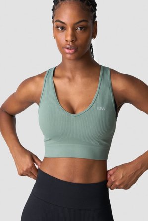 Ribbed Define Seamless Cropped V-neck Tank Top Racing Green