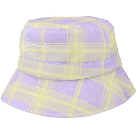 Karl Kani - Beige bucket Cappello - Signature Reversible Check Purple/Yellow/Sand Bucket @ Hatstore