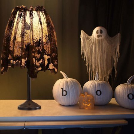 20 x 60 tum Halloween Dekor Lampskärm Omslag Lampskärmar Lampa Omslag Vintage Halloween Dekor Spindelnät Svart Spets Omslag