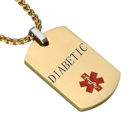 Type 1 Diabetes Guld Hundetegn Vedhæng Medicinsk Alarm ID Halskæde Til Mænd ICE SOS Personlige Halskæder Smykker Gaver