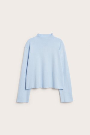 Kappahl | Sweter z dzianiny z kołnierzem Jasnoniebieski M | Jasnoniebieski