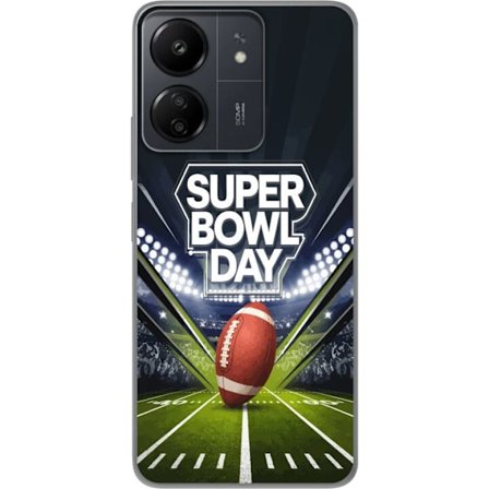 Kompatibelt Mobildeksel til Xiaomi Redmi 13C Super Bowl Day plakat med amerikansk fotball på opplyst arena i dramatisk sportsdesign