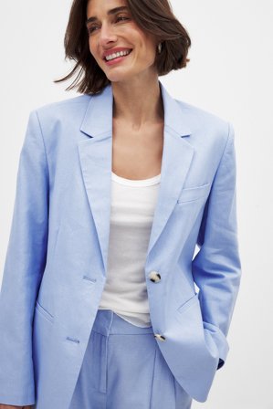 NA-KD Regular-Blazer aus Leinenmischung - Taillierter Blazer - Blau - EU 32
