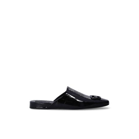 Balenciaga Leather slides with logo svart, Dam Flip-flops, Dam, Storlek: 39 EU