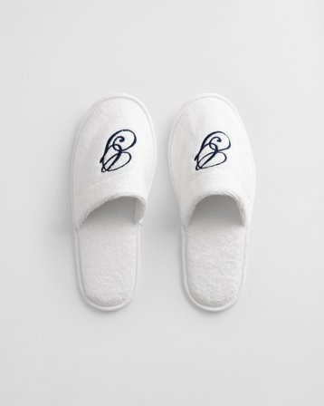 GANT Wohnaccessoires Bestickte Hausschuhe (S-M) Weiß