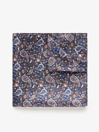 John Henric Men's Blaues Einstecktuch Paisley Size Onesize