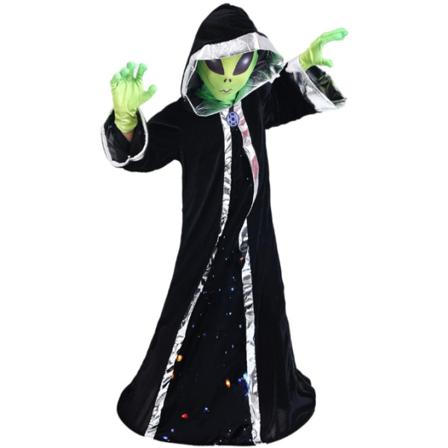 Alien Kostym För Barn Med Huva För Halloween M