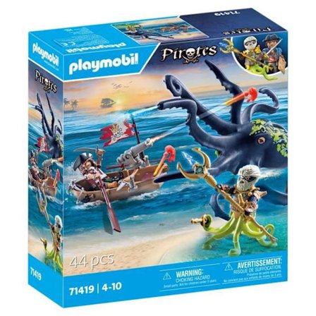 PLAYMOBIL 71419 Pirat med kæmpe blæksprutte, Piraterne, 44 stykker, fra 4 år og opefter