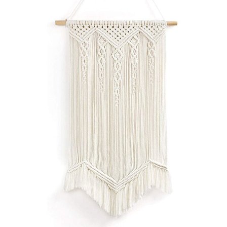 Makramee seinävaate, boho kudotut seinävaatteet, käsintehty puuvillaseinäkoriste makuuhuoneen sisustukseen