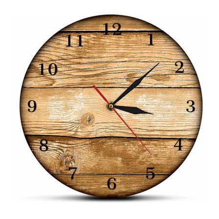 Væg ur, træ, 100% lydløs uden tikkende, diameter 33 cm,