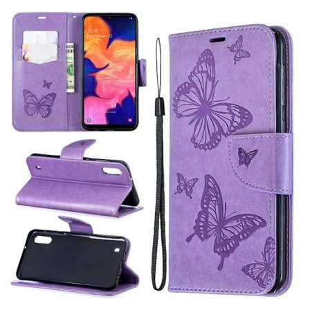 Butterfly Samsung Galaxy A10 etui - Lilla
