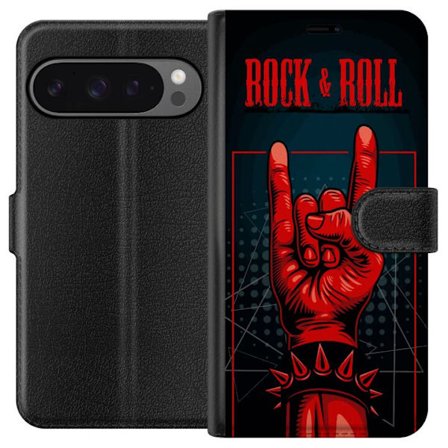 Kompatibelt Plånboksfodral till Google Google Pixel 9 Pro XL Rock & Roll handtecken – Rött och svart motiv med hårdrocksinspiration