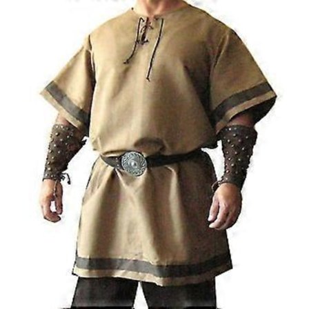 Herre Middelalder Kostume Halloween Viking Ridder Pirat Vintage Stil Kriger Larp Skjorter Bluse Toppe -NMAOV(M Khaki)