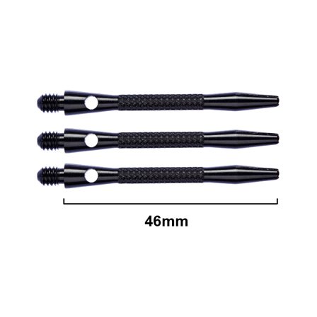 Red Dragon Darts Aluminium Shafts 46mm - Knurled - Black - 4 Sets (12 Darts) - Professional Steel Tip Darts Shafts for Players