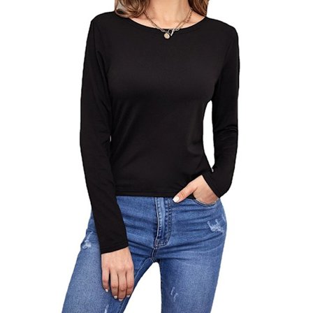 Langermet treningscrop-topp for kvinner med åpen rygg, treningsyoga atletisk skjorte