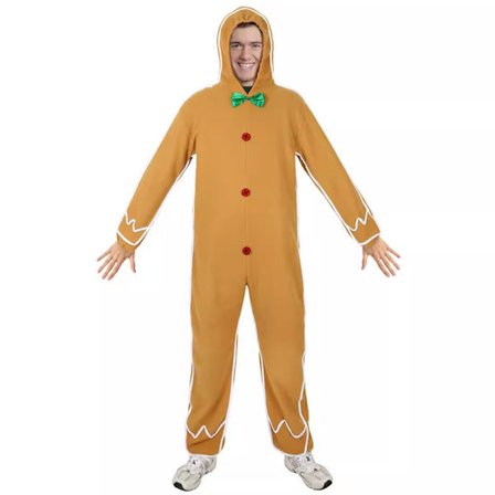 Jule-peberkagekostume Bodysuit med hætte Peberkagemand kostume til voksne børn