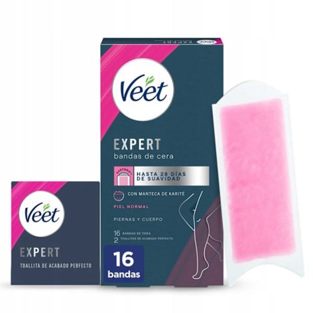 Veet Expert Voksstrips Til Krop Og Ben Med Shea Smør Og E-Vitamin - 16 Stk