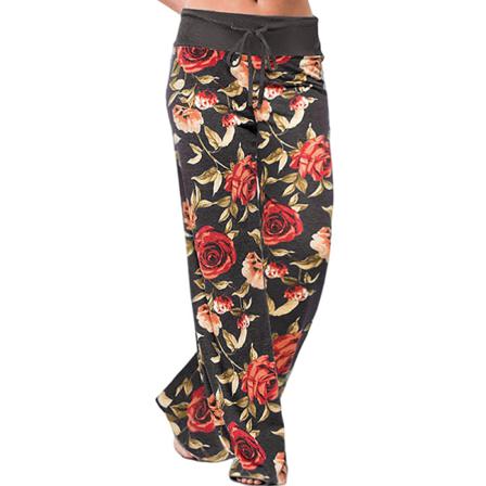 Dam Med Elastisk Midja Med Breda Ben Loungewear Randig Palazzo Byxa