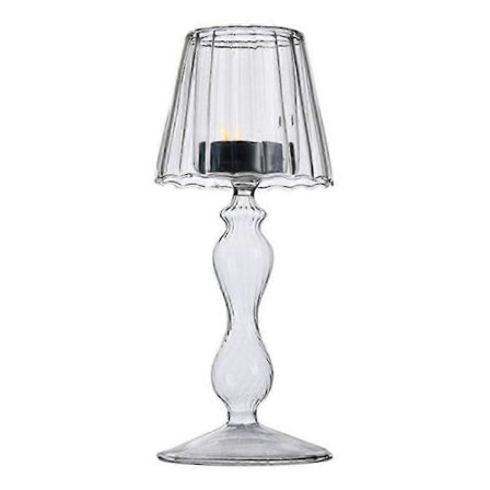 18,5 cm Vintage Glass Lysestake Romantisk Lysbordlampe Form Lysestake Nordisk Bryllupsfest Skrivebordsdekorasjon[D]