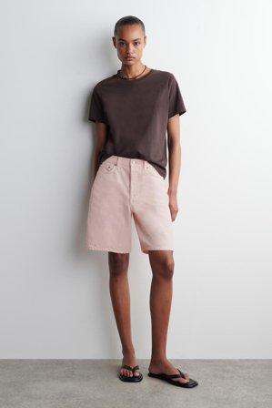 COS Women's Straight-Leg Denim Shorts in Orange