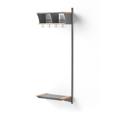 Garderobenschrank JEPPE mit 2 Fächern, Anbauteil, 1790x600x310 mm, Alu/Birke