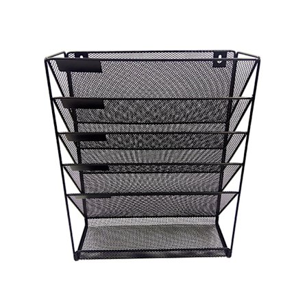 Simple Home Goods 6-tasoinen seinäkiinnitettävä tiedosto- ja kirjekansioteline, musta