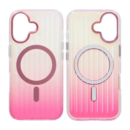 Corrugated Gradient Magnetic Case For iPhone 17 Pink