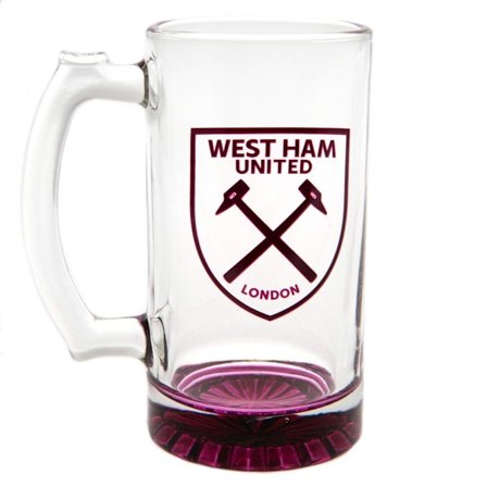 West Ham United FC Crest Glas Tankard En Storlek Bourgogne