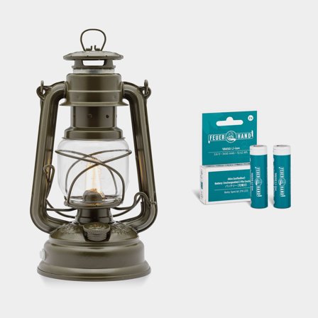 Lampa sztormowa LED Feuerhand 276 (Baby Special) LED, 255 mm, Olive + akumulatory litowo-jonowe - Jachtowa