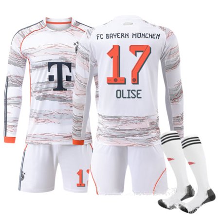 25-26 Bayern München Udebane Langærmet NO.17 Olise Fodboldtrøje Sæt - Efterår Vinter Stil Sæt
