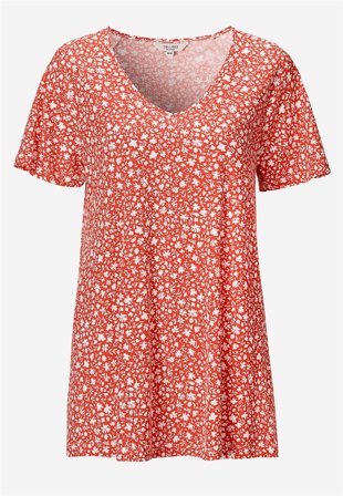 Cellbes of Sweden - Småblomstret jerseytunika i koral / blomstret til damer i størrelse 46/48