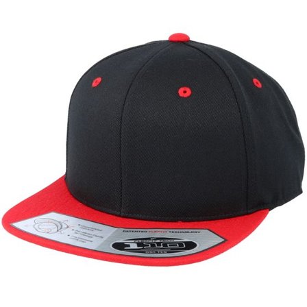 Yupoong - Svart snapback Keps - Lux Black/Red 110 Snapback @ Hatstore